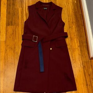 Elegant Burgundy Long Sleeveless Vest
